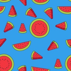 WATERMELONS ON BLUE