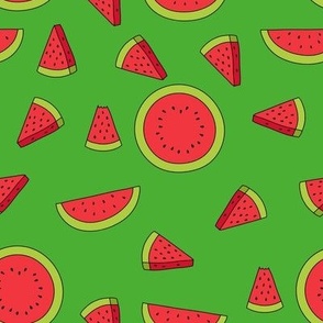 WATERMELONS ON GREEN BACKGROUND