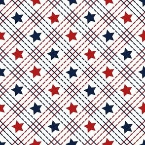 Small // Fourth of July Plaid Stars and Stripes - White