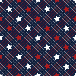 Large // Fourth of July Plaid Stars and Stripes - Blue