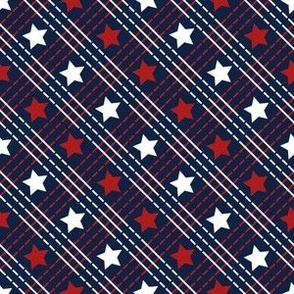 Small // Fourth of July Plaid Stars and Stripes - Blue