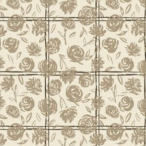 Zelie Plaid and floral creamy tan