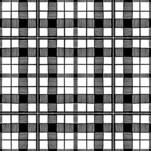 Black And White Hand-Drawn Tartan - Extra Small