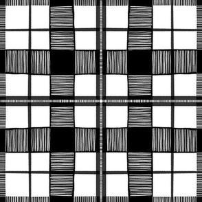 Black And White Hand-Drawn Tartan - Small