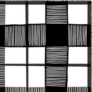 Black And White Hand-Drawn Tartan - Large