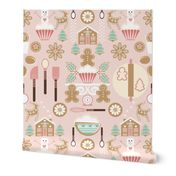 Baking Christmas / Gingerbread Cookies Houses Cupcakes / Food Dessert / Pink / Large