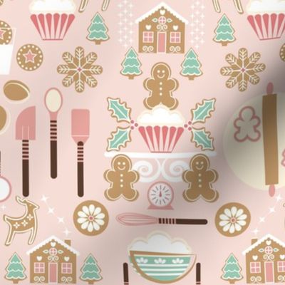 Baking Christmas / Gingerbread Cookies Houses Cupcakes / Food Dessert / Pink / Medium