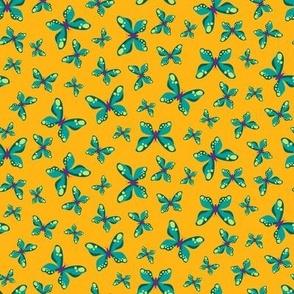 Butterflies- Yellow Teal