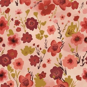 Pink-red-gold floral