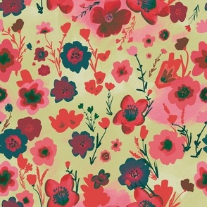 Red watercolor floral 