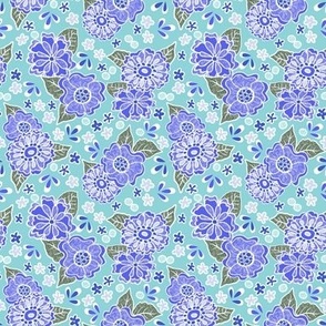 Lavender Blue Wonky Flowers on Pool