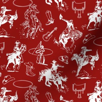 Cowboy Pattern Red White