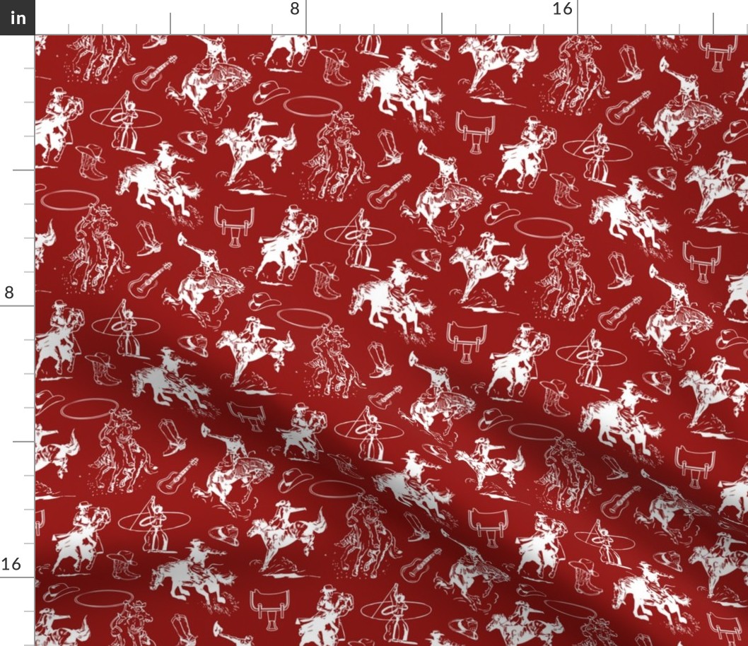 Cowboy Pattern Red White