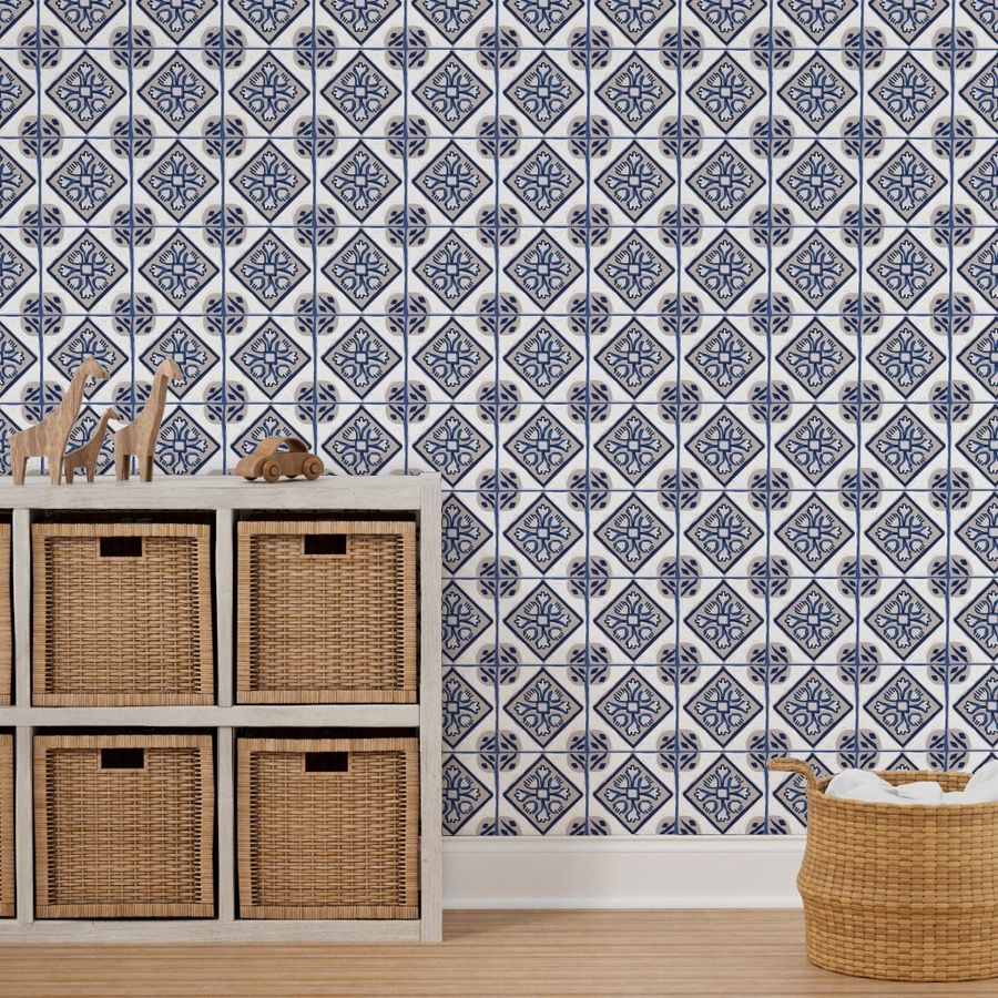 Ancient Delft Tiles Wallpaper | Spoonflower