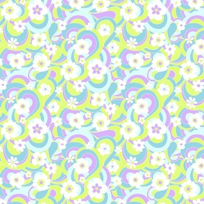 Malibu Beach Regular Scale summer retro floral rainbow swirl citrus purple aqua blue by Jac Slade