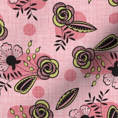 Mid century floral pink