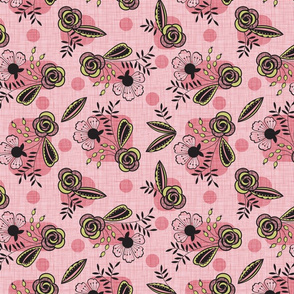 Mid century floral pink