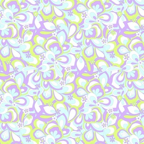 Malibu retro flower power Regular Scale lime green purple blue white by Jac Slade