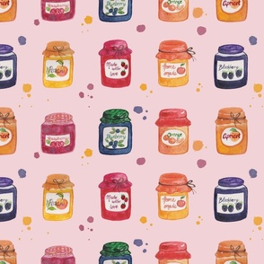 Jam jars with splashes - medium - Cotton Candy