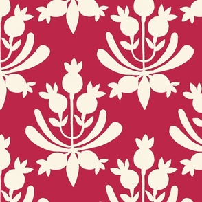 Berries and leaves - Viva Magenta - Pantone color of the year 2023  - large