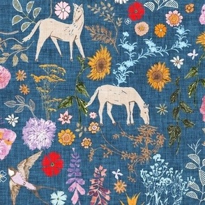 Horsey Flower Paddock (cobalt blue) MED 