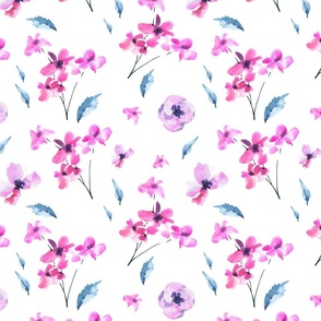 Abstract pink flowers on white