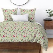 floral dachshund pale green