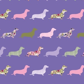 line dachshund purple