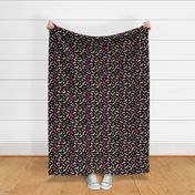 small scale floral dachshund black