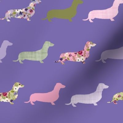 small scale line dachshund purple