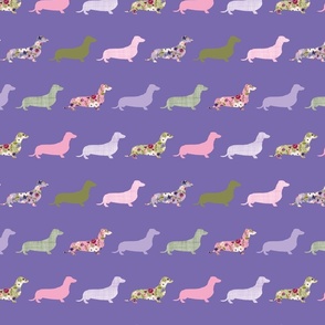 small scale line dachshund purple