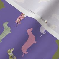 micro scale line dachshund purple