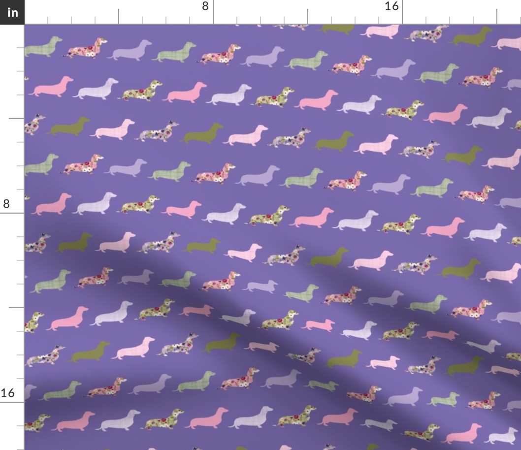 micro scale line dachshund purple