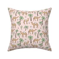 Arabic Romance - Camel friends palm trees and cacti garden desert moroccan theme pink mint