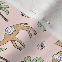 Arabic Romance - Camel friends palm trees and cacti garden desert moroccan theme pink mint