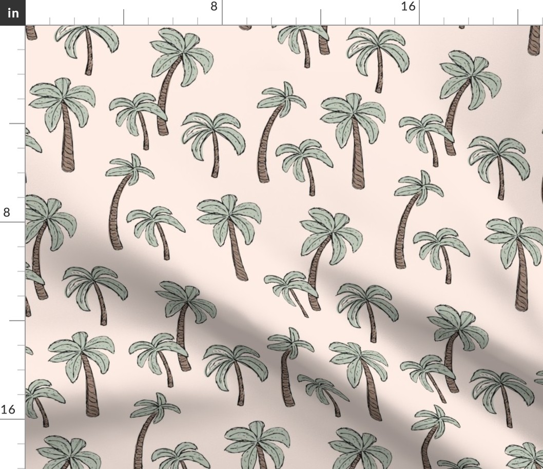 Summer palm trees garden island vibes - moroccan tropical botanical garden sage green on nude vintage