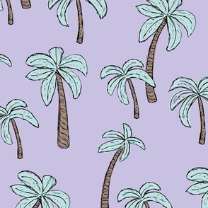 Summer palm trees garden island vibes - moroccan tropical botanical garden blue on lilac purple nineties