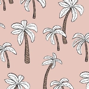 Summer palm trees garden island vibes - moroccan tropical botanical garden vintage coral blush white brown