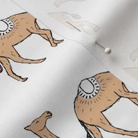 Camel friends in a row - Moroccan themes arabic vibes boho animals design for kids camel caramel on white