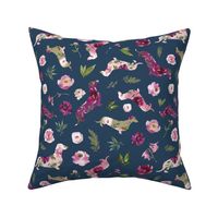 pink floral dachshund blue