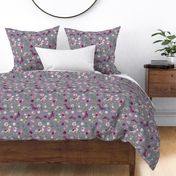 pink floral dachshund grey