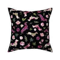 pink floral dachshund black