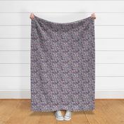 small scale pink floral dachshund grey