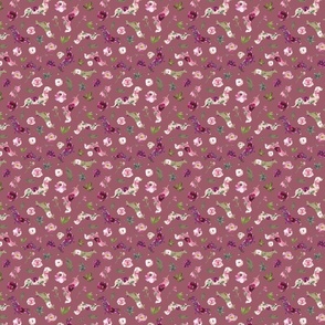 micro scale pink floral dachshund pink