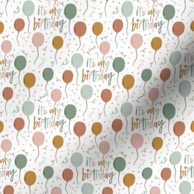Its My Birthday Balloons - Earth Tones, Small Scale