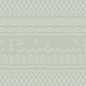 Traditional moroccan kelim plaid design abstract berber symbol and abstract ethnic shapes white on sage green