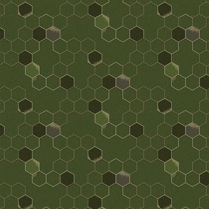 Gold Hexagons on olive green - queen bee coordinate - medium