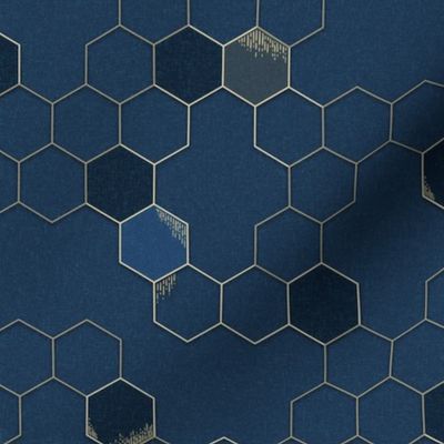 Gold Hexagons on charcoal grey - queen bee coordinate - medium