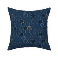 Gold Hexagons on charcoal grey - queen bee coordinate - medium