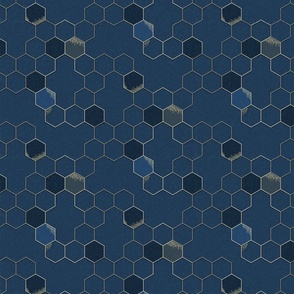 Gold Hexagons on charcoal grey - queen bee coordinate - medium